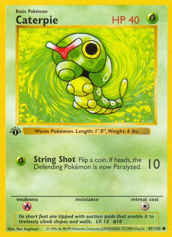 Caterpie (45/102) (Shadowless) [Base Set 1st Edition] | Good Games TCG