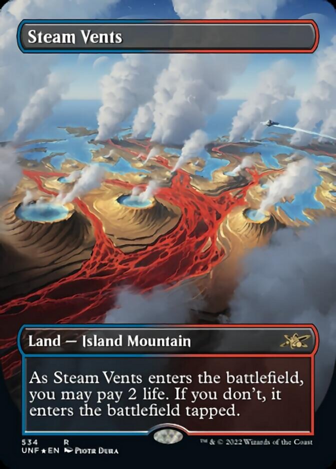 MTG Steam Vents 蒸気孔 英語 ギャラクシーFoil UNF Steam Vents (Borderless) (Galaxy Foil) [Unfinity] | Good Games TCG