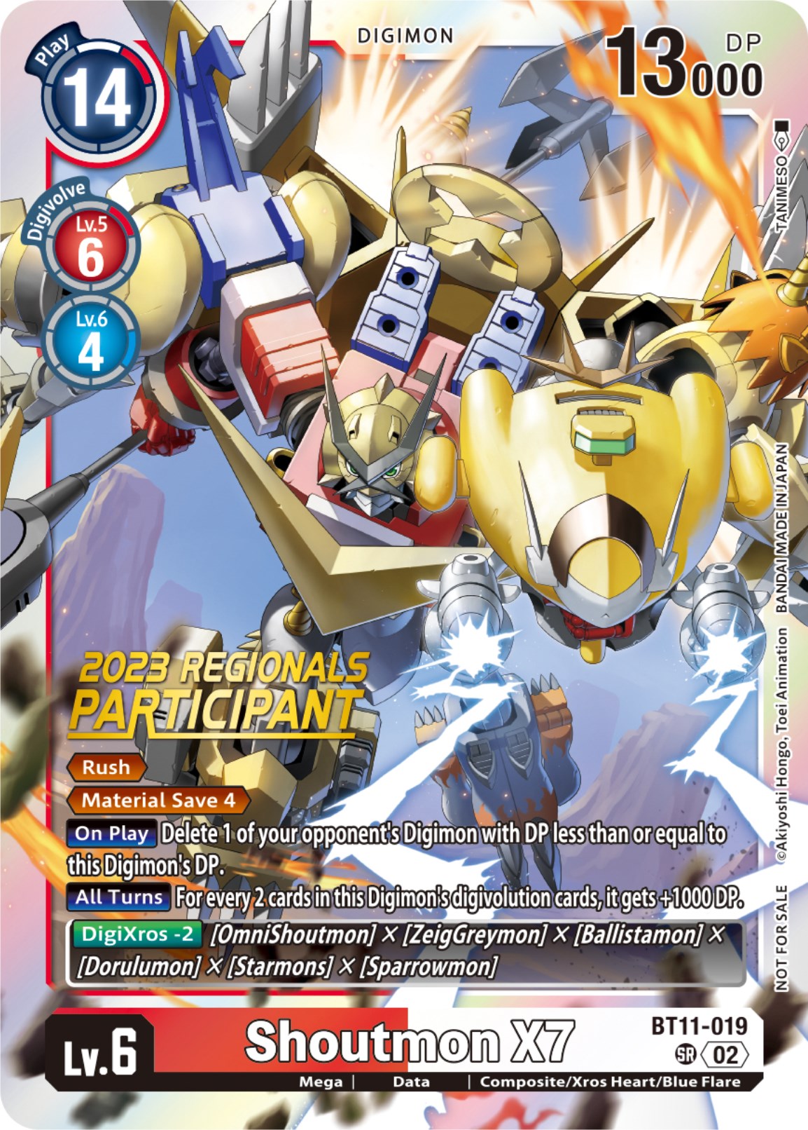 Shoutmon X7 [BT11-019] (2023 Regionals Participant) [Dimensional