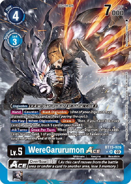 digimon garurumon card WereGarurumon Ace [BT15-026] (Alternate Art) [Exceed Apocalypse]