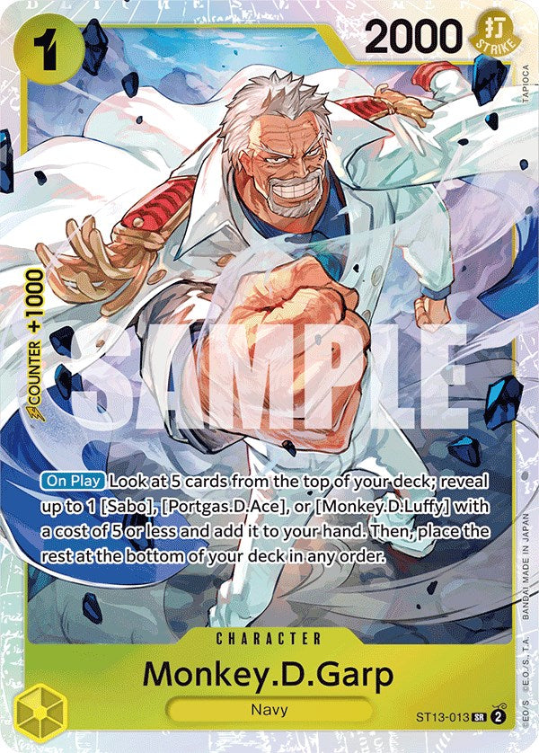 one piece card game garp OP13-016 Monkey.D.Garp : Rare Alternative Art English TCG : OP13: Carrying on His Will variation to centering Monkey.D.Garp [Ultra Deck: The Three