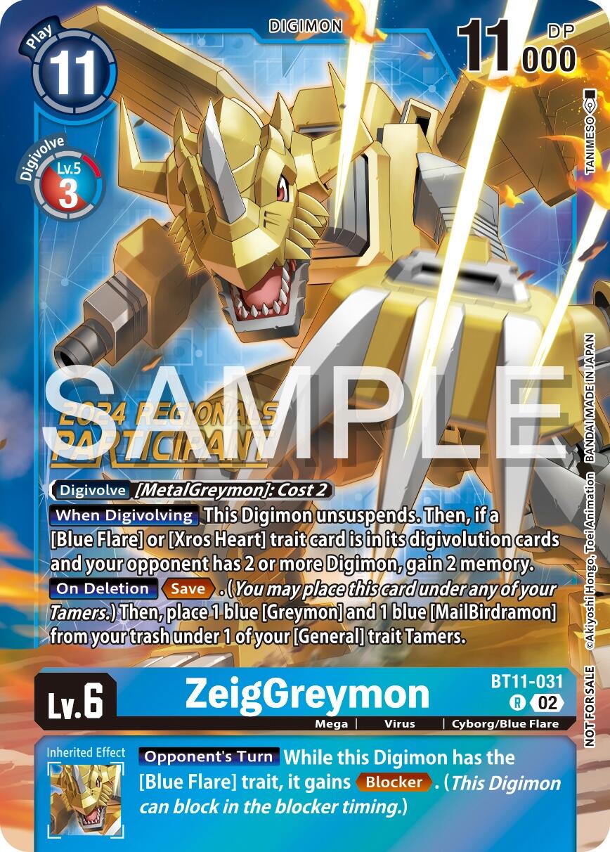 valuable digimon cards ZeigGreymon [BT11-031] (2024 Regionals Participant) [Dimensional Phase]