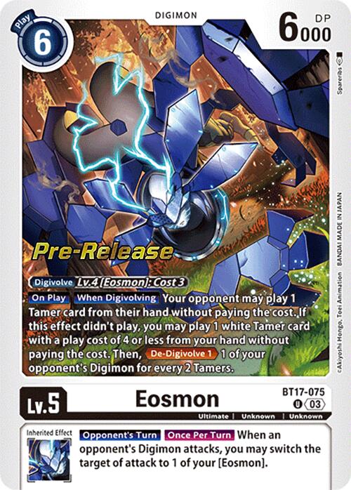 digimon card game secret crisis Eosmon [BT17-075] - BT17-075 [Secret Pre-Release Cards] Card:Kuriboh vintage packs Numerous Digimon Yugioh English Core Deck