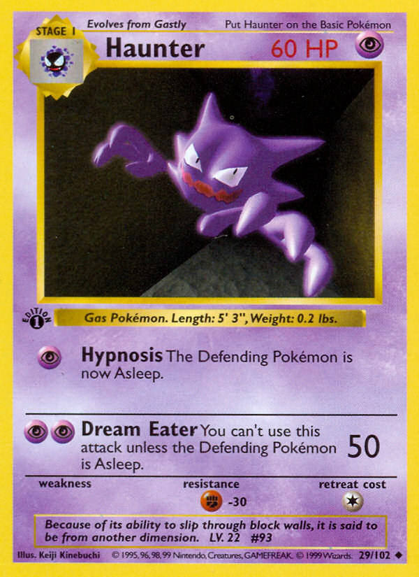 Haunter (29/102) (Shadowless) [Base Set 1st Edition] | Good Games TCG