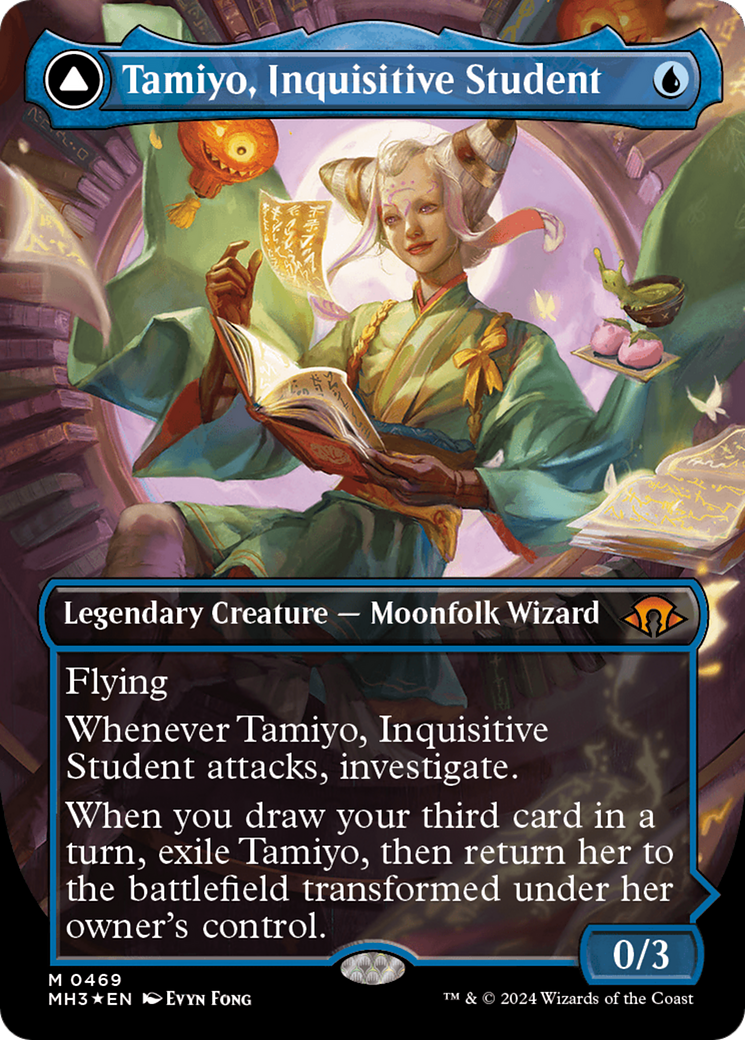 Tamiyo, Inquisitive Student // Tamiyo, Seasoned Scholar (Borderless)  (Textured Foil) [Modern Horizons 3]