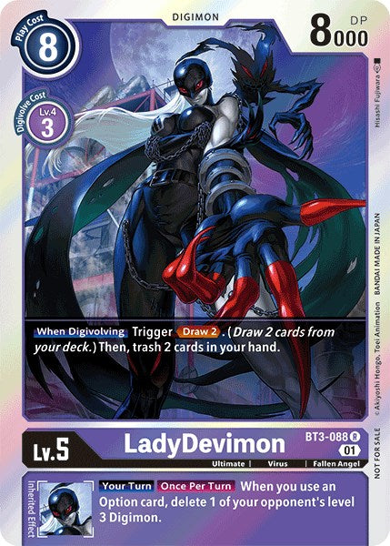 digimon ladydevimon card - BT11-083 R - Dimensional Phase gain 1 memory. LadyDevimon (Digimon Illustration Competition Pack