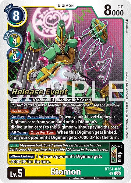 digimon straanger card battle Biomon [BT24-038] [Time Stranger Release Events Cards]