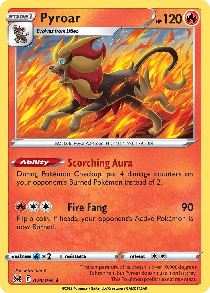 pokemon sword and shield lost origin card value Pyroar (029/196) [Sword & Shield: Lost Origin]