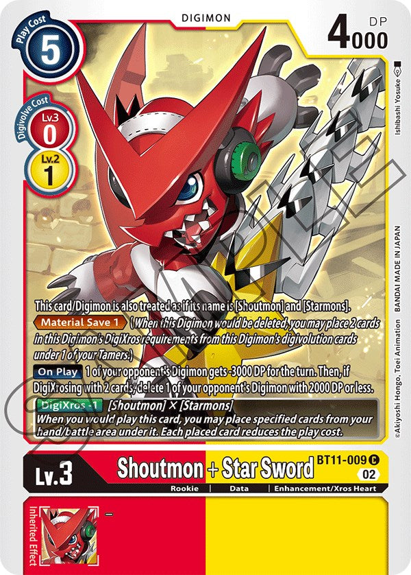digimon fusion digi cards Shoutmon + Star Sword [BT11-009] [Dimensional Phase]