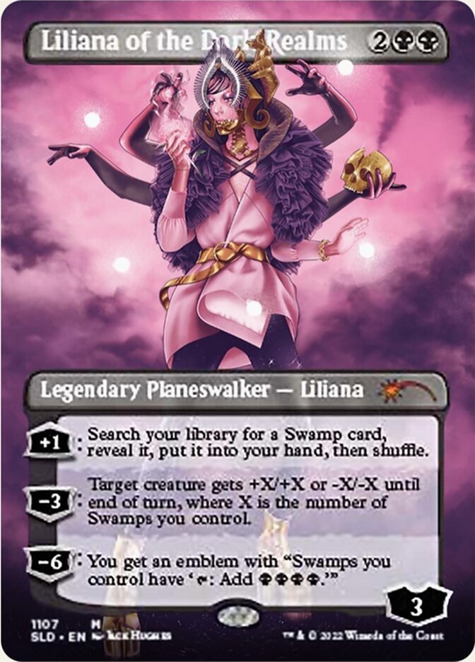 mtg pink cards Liliana of the Dark Realms (Borderless) [Secret Lair Drop Series]