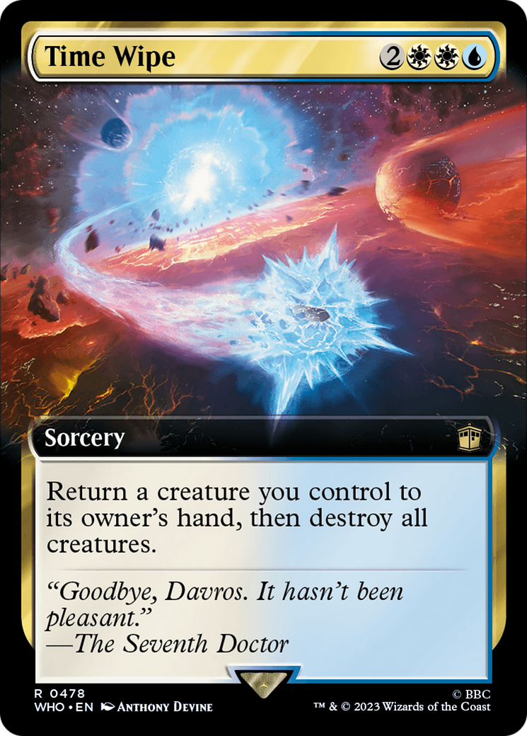 davros mtg card Time Wipe (Extended Art) [Doctor Who]