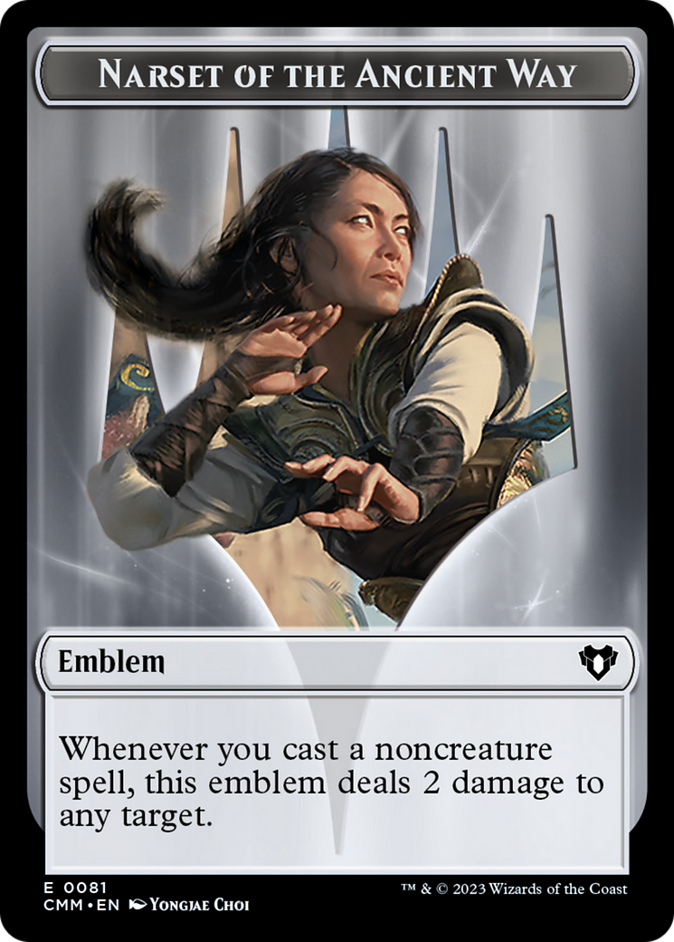 emblem cards mtg Narset of the Ancient Way Emblem // Wizard Double-Sided Token [Commander  Masters Tokens]