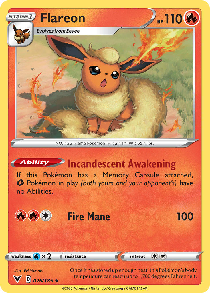 Flareon (026/185) [Sword & Shield: Vivid Voltage] | Good Games TCG