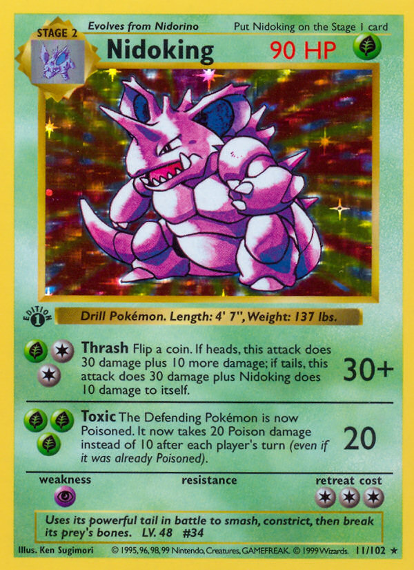 ポケモンカード Nidoking 1st Edition Nidoking (11/102) (Shadowless) [Base Set 1st Edition] | Good Games TCG