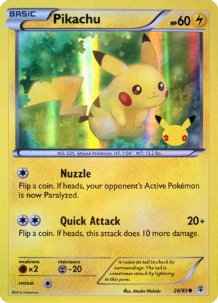 pokemon 20th anniversary cards price 59/108 / Holo Rare Card Type / HP / Stage Pokmon Pikachu - 26/83 (20th