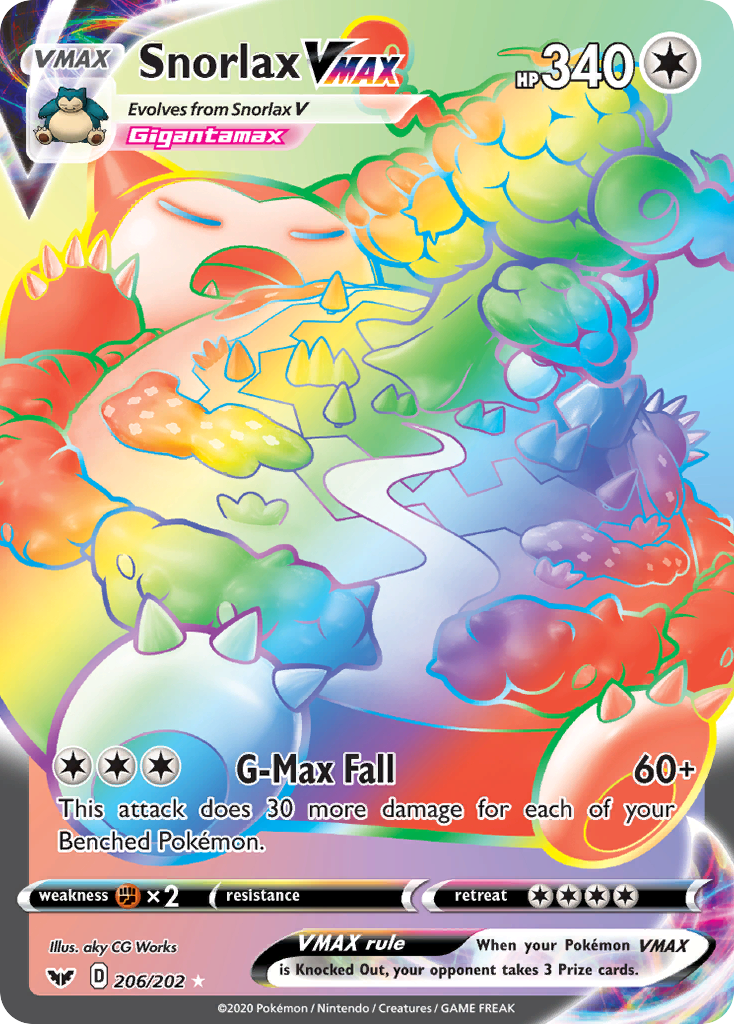 Snorlax VMAX ホロレア 340HP Snorlax VMAX (206/202) [Sword & Shield: Base Set] | Good Games TCG