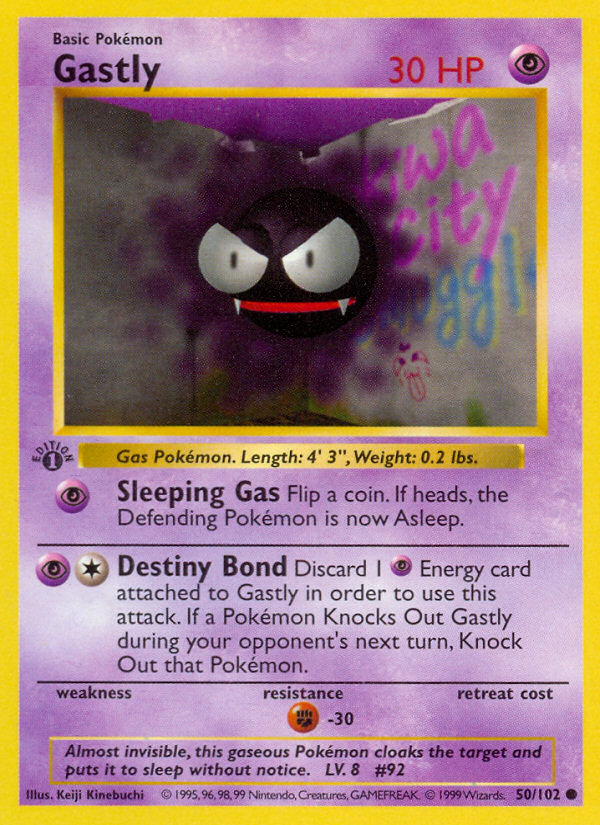 ポケモンカードゲーム Gastly 1st edition shadow less Gastly (50/102) (Shadowless) [Base Set 1st Edition] | Good Games TCG