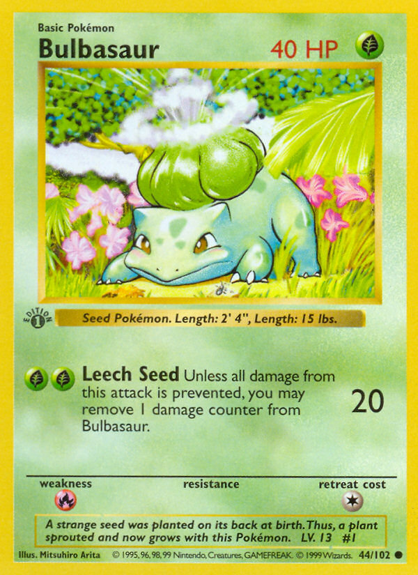 Bulbasaur (44/102) (Shadowless) [Base Set 1st Edition] | Good