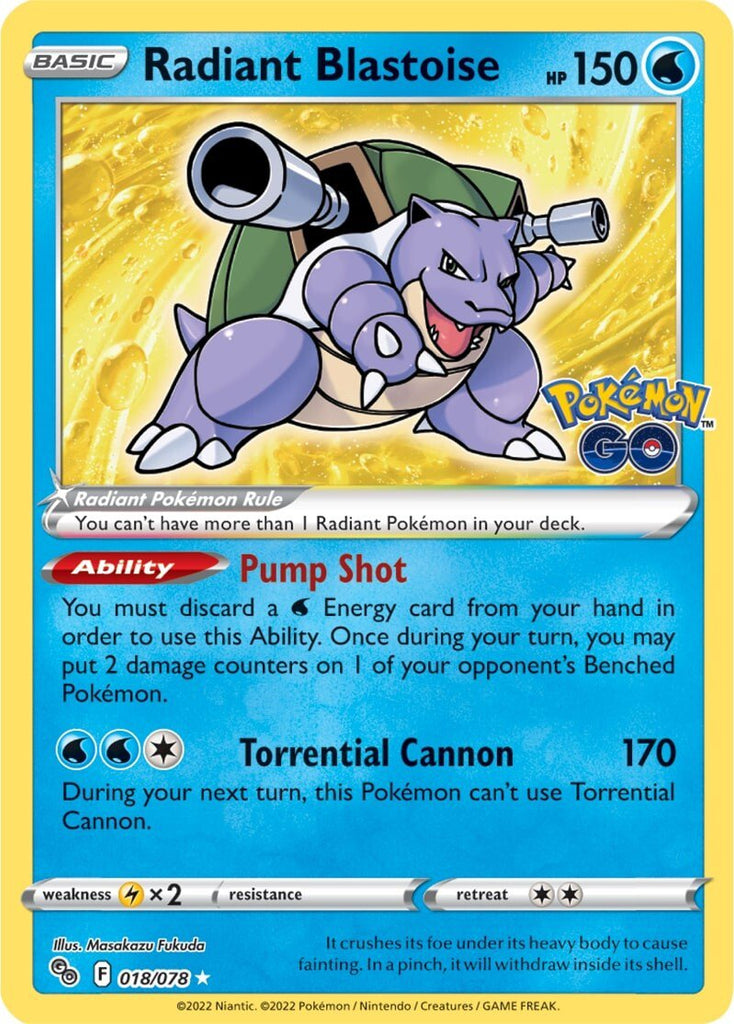 Radiant Blastoise ポケモンカード　※スリーブ付き※ Radiant Blastoise (018/078) [Pokémon GO] | Good Games TCG