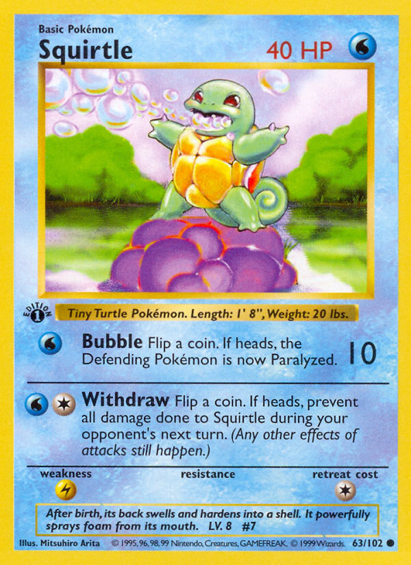 Squirtle (63/102) (Shadowless) [Base Set 1st Edition] | Good Games TCG
