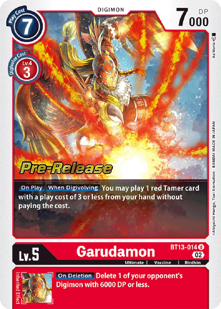 digimon card game bt13 Garudamon [BT13-014] [Versus Royal Knight Booster Pre-Release Cards]