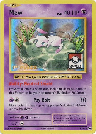 Mew (53/108) (League Promo 1st Place) [XY: Evolutions] | Good