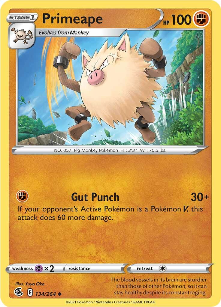 bulbapedia pokemon cards Primeape (134/264) [Sword & Shield: Fusion Strike]