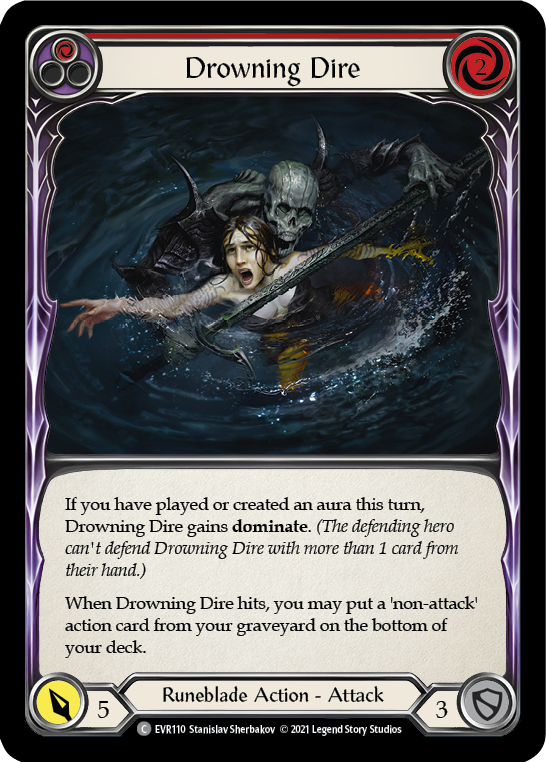 Drowning Dire (Red) [EVR110] (Everfest)  1st Edition Rainbow Foil