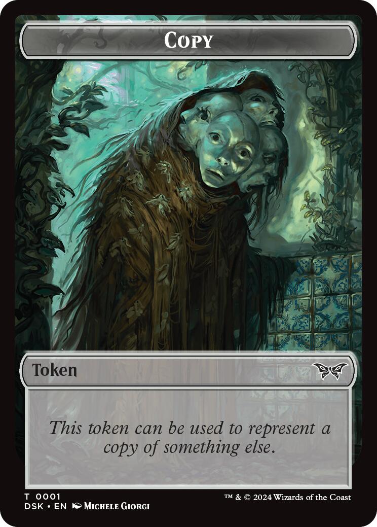 mtg copy double faced card Shark // Copy Double-Sided Token [Duskmourn: House of Horror Commander  Tokens]