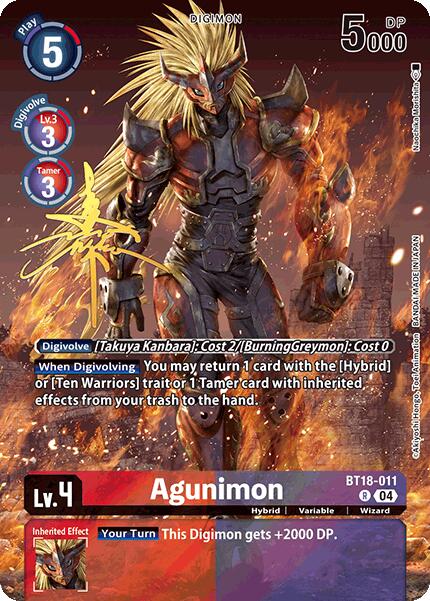 Agunimon [BT18-011] (Rare Pull) [World Convergence]