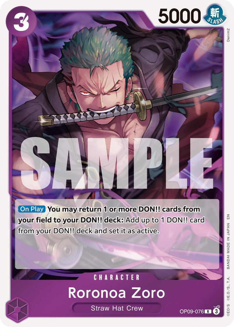 one piece tcg zoro deck Bandai and Sanji Starter : Toys & Games card to your Leader or 1 of your Characters Roronoa Zoro (OP09-076) [Premium Booster