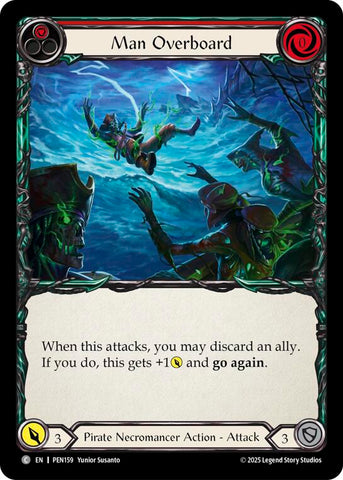 Man Overboard (Red) (Rainbow Foil) [PEN159] (Compendium of Rathe)  Rainbow Foil