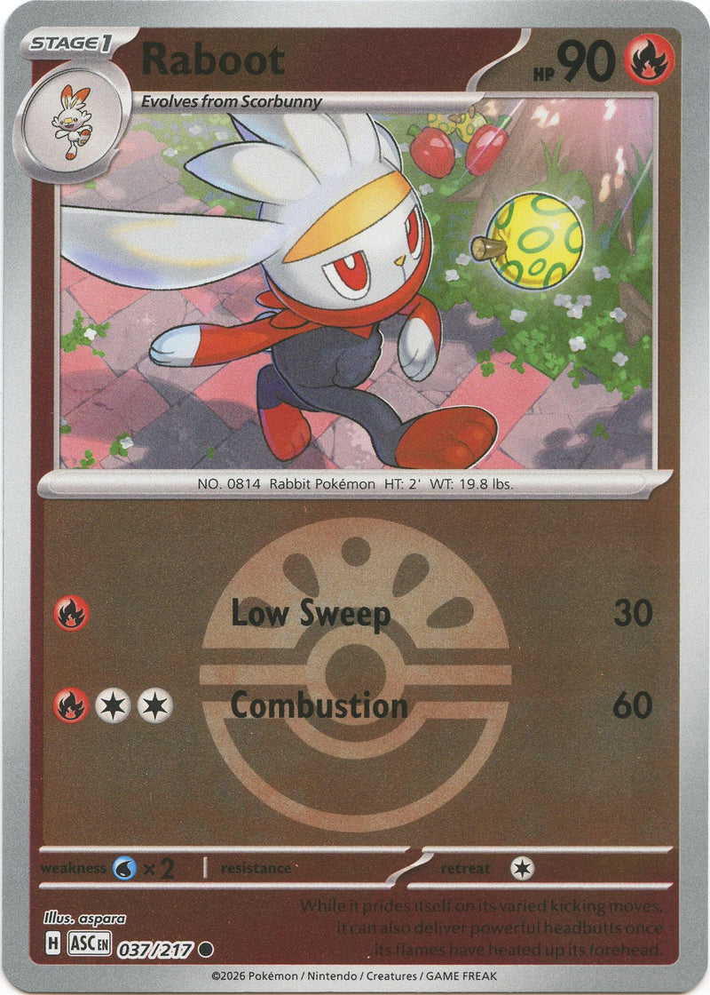 pokemon cards raboot 32/202 Sword & Shield Base Set Reverse Holo Uncommon Ca Kawaii Collector variation to centering Raboot (037/217) (Friend Ball) [Mega