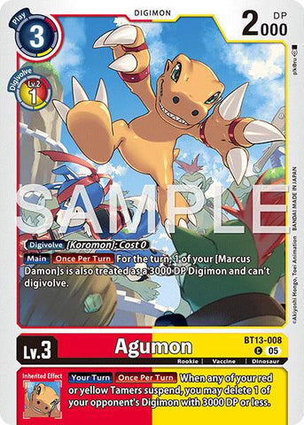 Agumon [BT13-008] - BT13-008 (Reprint) [Advanced Booster Digimon Generation]