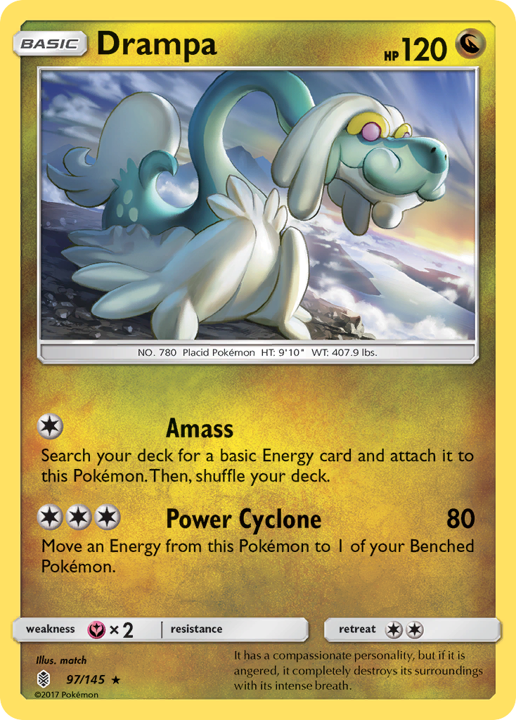 drampa basic pokemon card value GX 142/145 Full Art style setup or your main portfolio Drampa (97/145) [Sun & Moon: