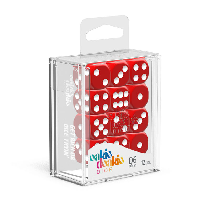 Oakie Doakie Dice - D6 16mm Solid Red (12)