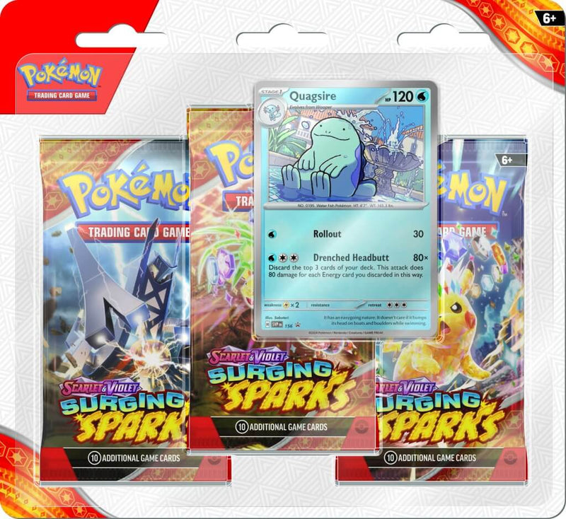 Pokemon TCG Scarlet & Violet Surging Sparks Three Booster Blister (Preorder)