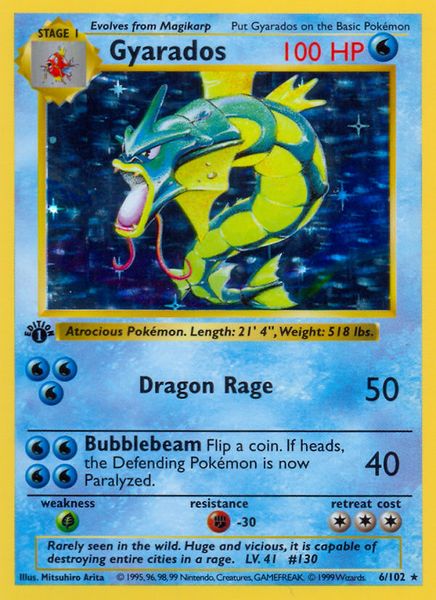 Gyarados (6/102) (Shadowless) [Base Set 1st Edition] | Good Games TCG