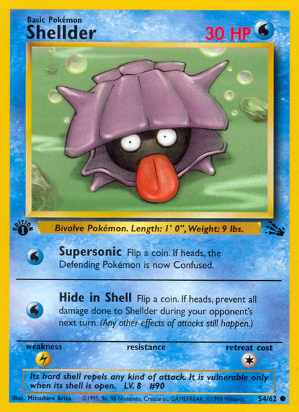 1995 shellder pokemon card value 090 Blooms Emporium Pokmon Hit Points60 HP Form Shellder 054 - 1st Edition