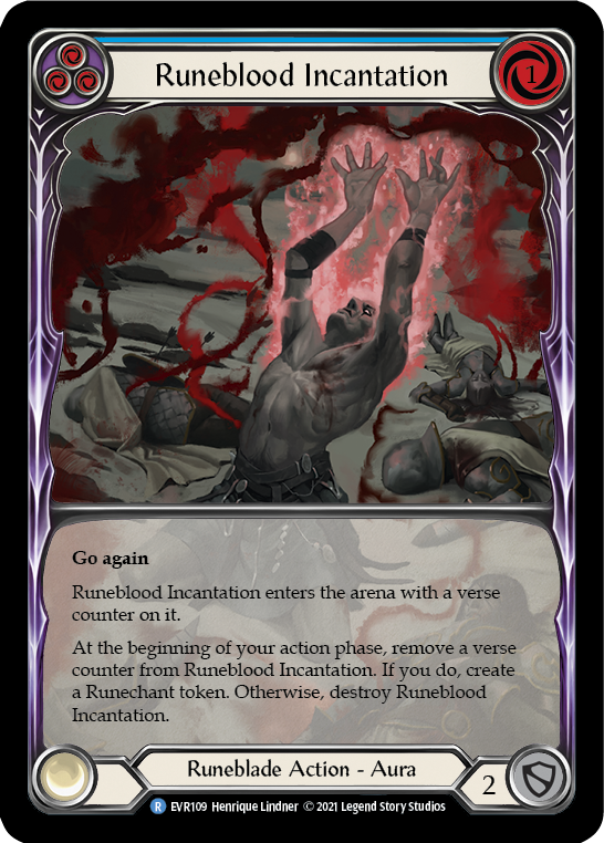 Runeblood Incantation (Blue) [EVR109] (Everfest)  1st Edition Extended Art Rainbow Foil