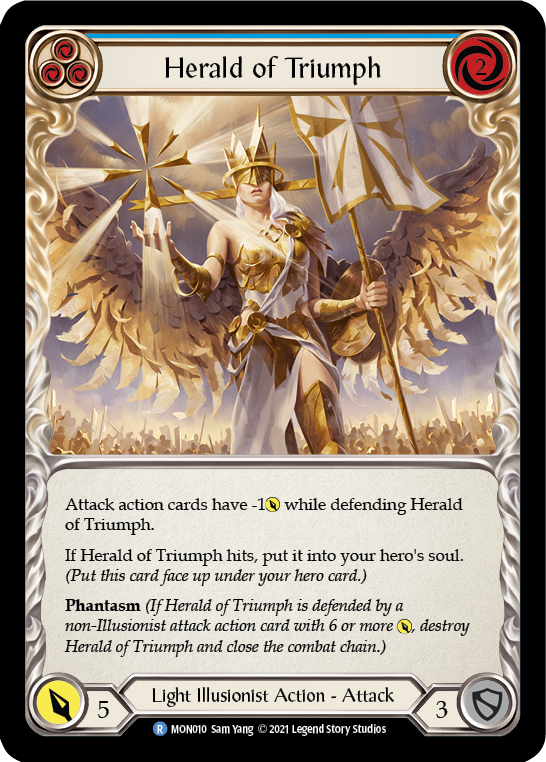 Herald of Triumph (Blue) [MON010-RF] (Monarch)  1st Edition Rainbow Foil