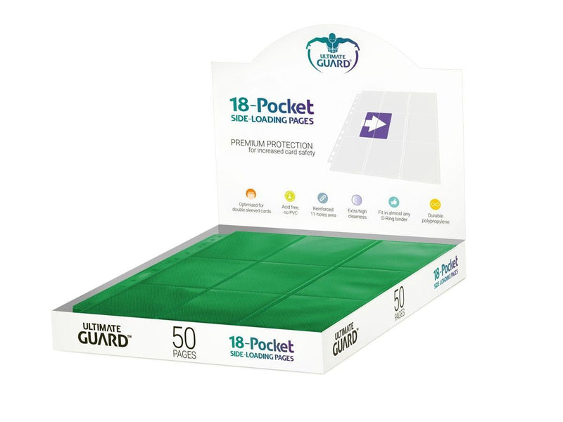 Ultimate Guard Folder 18-Pocket Pages Side-Loading Green (50)