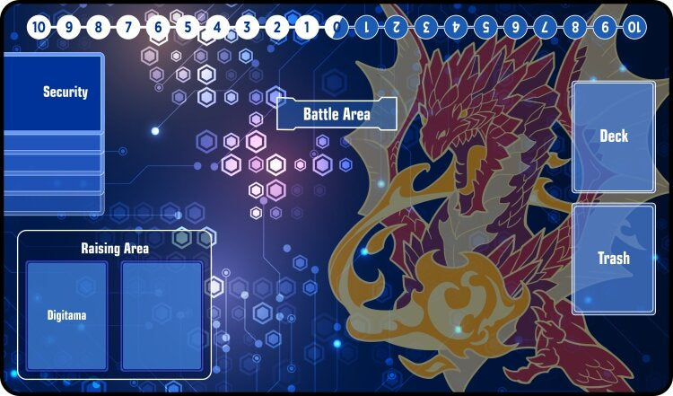Gamermats - Red Dragon Digimon with Zones TCG Sized Playmat