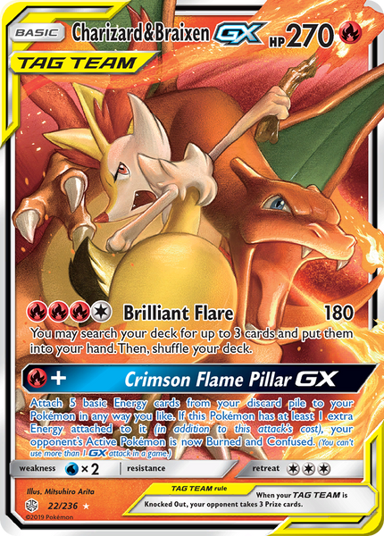 Charizard E Braixen GX Pokémon Carta Em Português 22/236